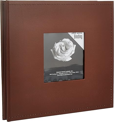 Pioneer Photo Albums Pioneer - Libro de memorias de cuero sintético cosido a presión de 8 x 8 pulgadas, color marrón