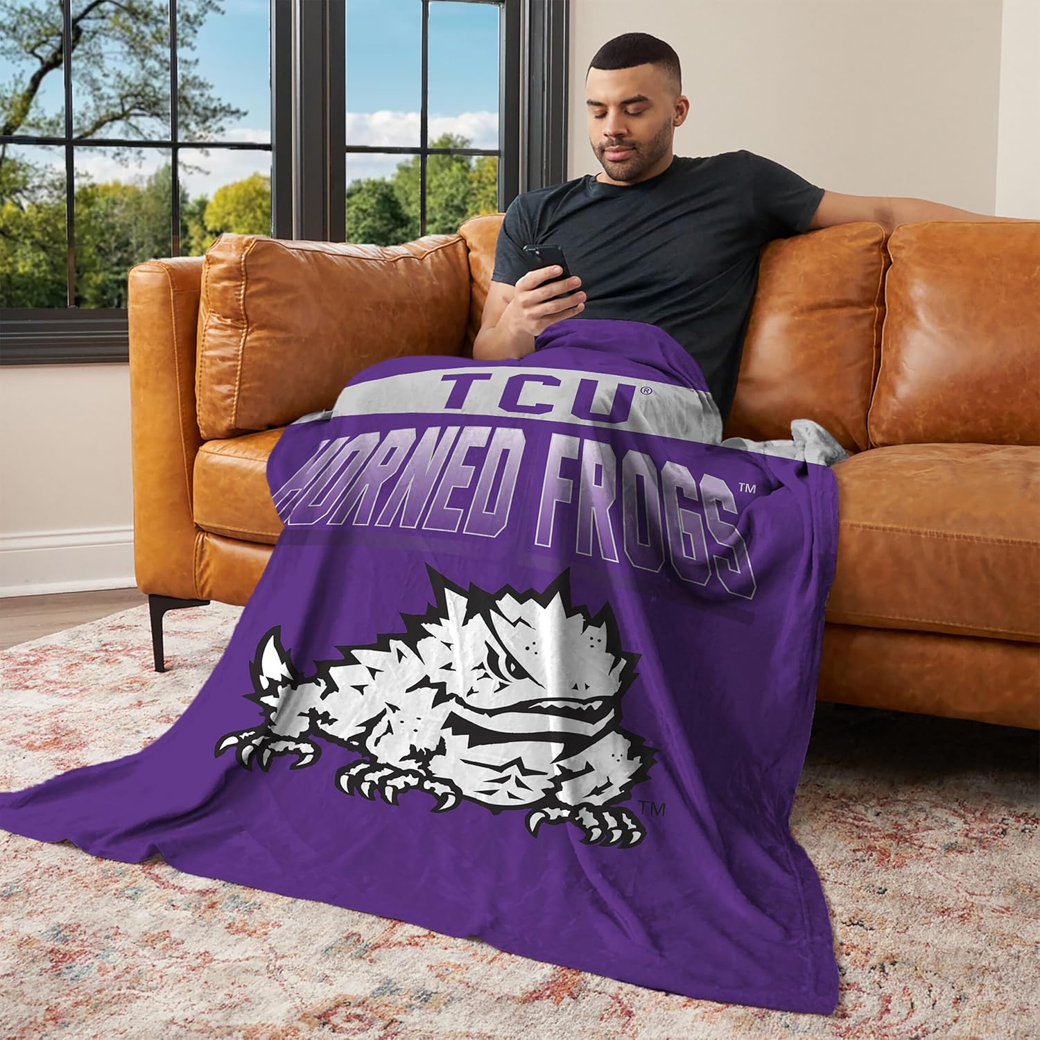 Northwest TCU Horned Frogs NCAA Bevel Silk Touch Throw Blanket 50x60 inches - Image 3