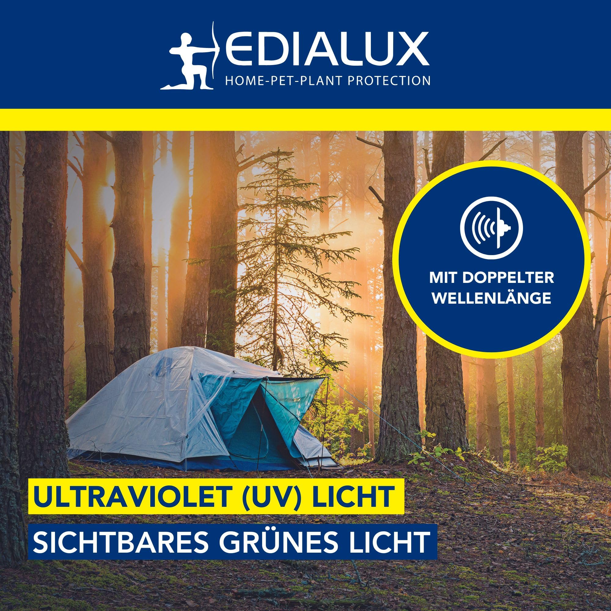 Edialux LED UV Insektenvernichter für außen, tragbare Mückenlampe mit Hochspannungsnetz, wasserdichter Bug Zapper, USB aufladbar, mit Aufhängehaken, für Garten Terrasse Camping und 30 m²