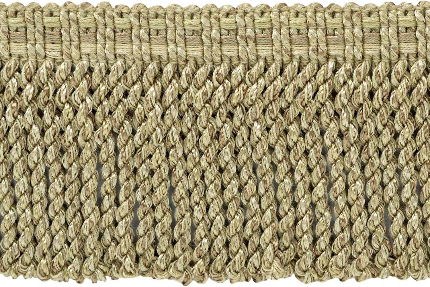 DÉCOPRO 3" (7.5cm) Long Veranda Collection Fancy Knitted Bullion Fringe Trim (BFV3) Birch Brown Multicolor #VNT1 (Light Brown Olive Beige White Ivory) 18 Yards (54 ft/16.5m)