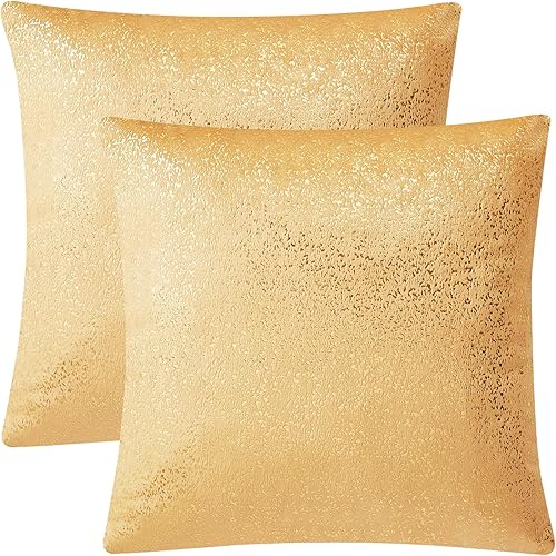 Miniatura 5 de EUCIOR Fundas de almohada doradas, fundas de almohada amarillas mostaza de 18 x 18 pulgadas, almohadas doradas claras de ambos lados con estampado