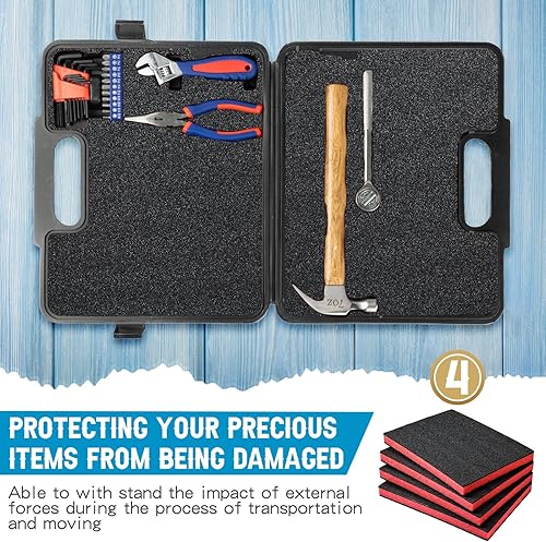 Miniatura 6 de 4 almohadillas de espuma de poliuretano cortables para manualidades, caja de herramientas de espuma negra, inserto de espuma para estuches, relleno