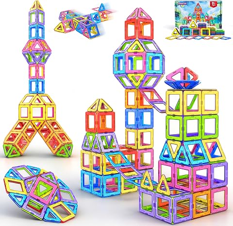 COOLJOY Magnetische Bausteine, Magnetspiel STEM Magnetbausteine, Montessori Spielzeug ab 3 Jahre, Magnete Spielzeug ab 3 4 5 Jahre, 40 Teile Magnetbausteine, Ostern Geschenk für Kinder Jungen Mädchen