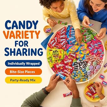 Bulk Candy Variety Pack - 8 lb Candy - Bulk Individually Wrapped - Candies - Trick Or Treat Candies - Pinata Filler Stuffers - Pinata Stuffers - Party Favors - July 4th