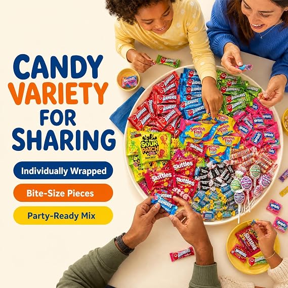 Bulk Candy Variety Pack - 8 lb Candy - Bulk Individually Wrapped - Candies - Trick Or Treat Candies - Pinata Filler Stuffers - Pinata Stuffers - Party Favors - July 4th