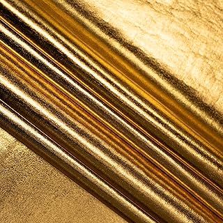 The Yard Ice Fabric 4 面彈力金屬箔氨綸布料 – 60 英吋(約 152.4 公分)寬亮面材料,適用於縫紉連衣裙、服裝和運動服(金色,1 碼)