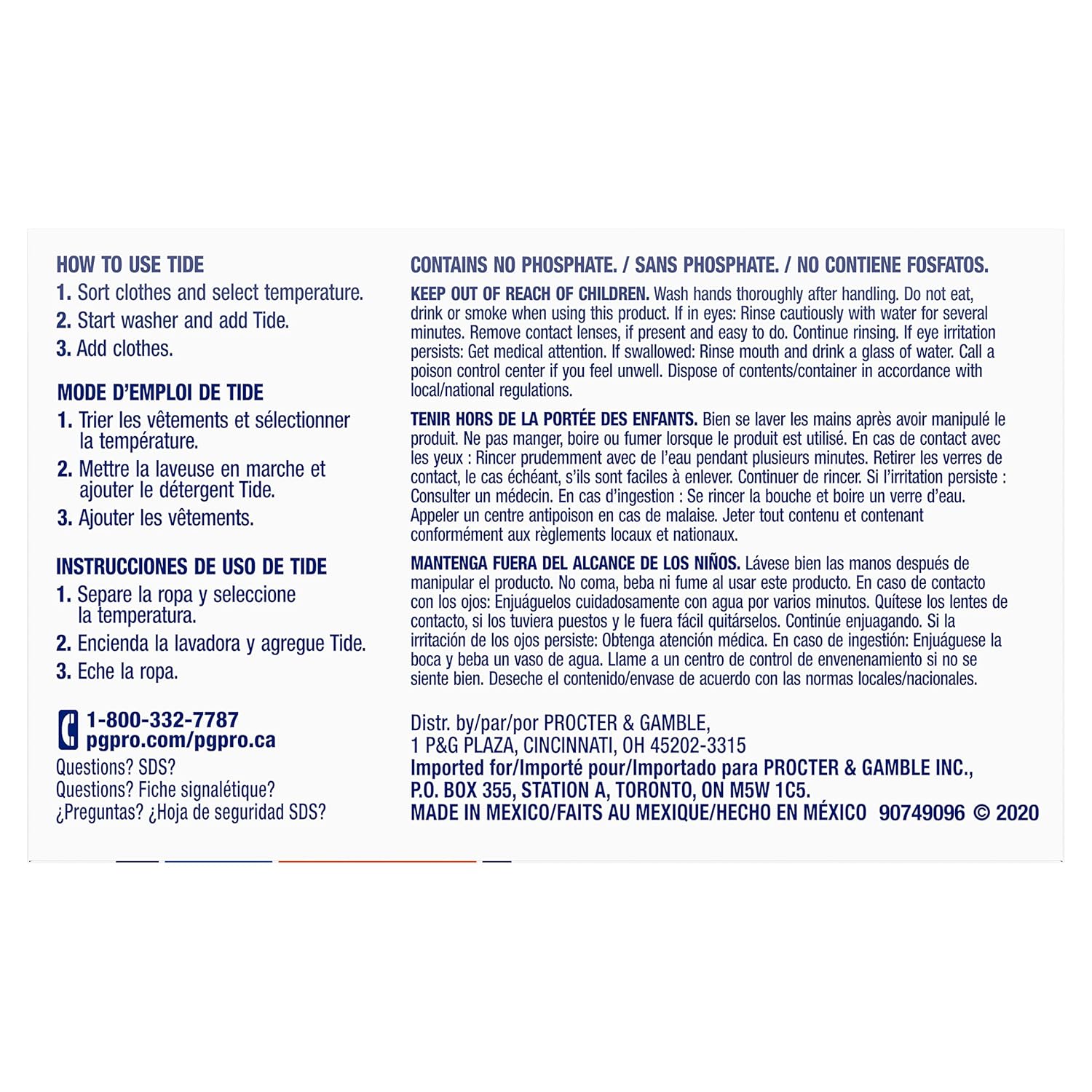 Tide Professional Powder Laundry Detergent Plus Bleach, Original Scent, 1.4 oz Vending Box, 156/Carton