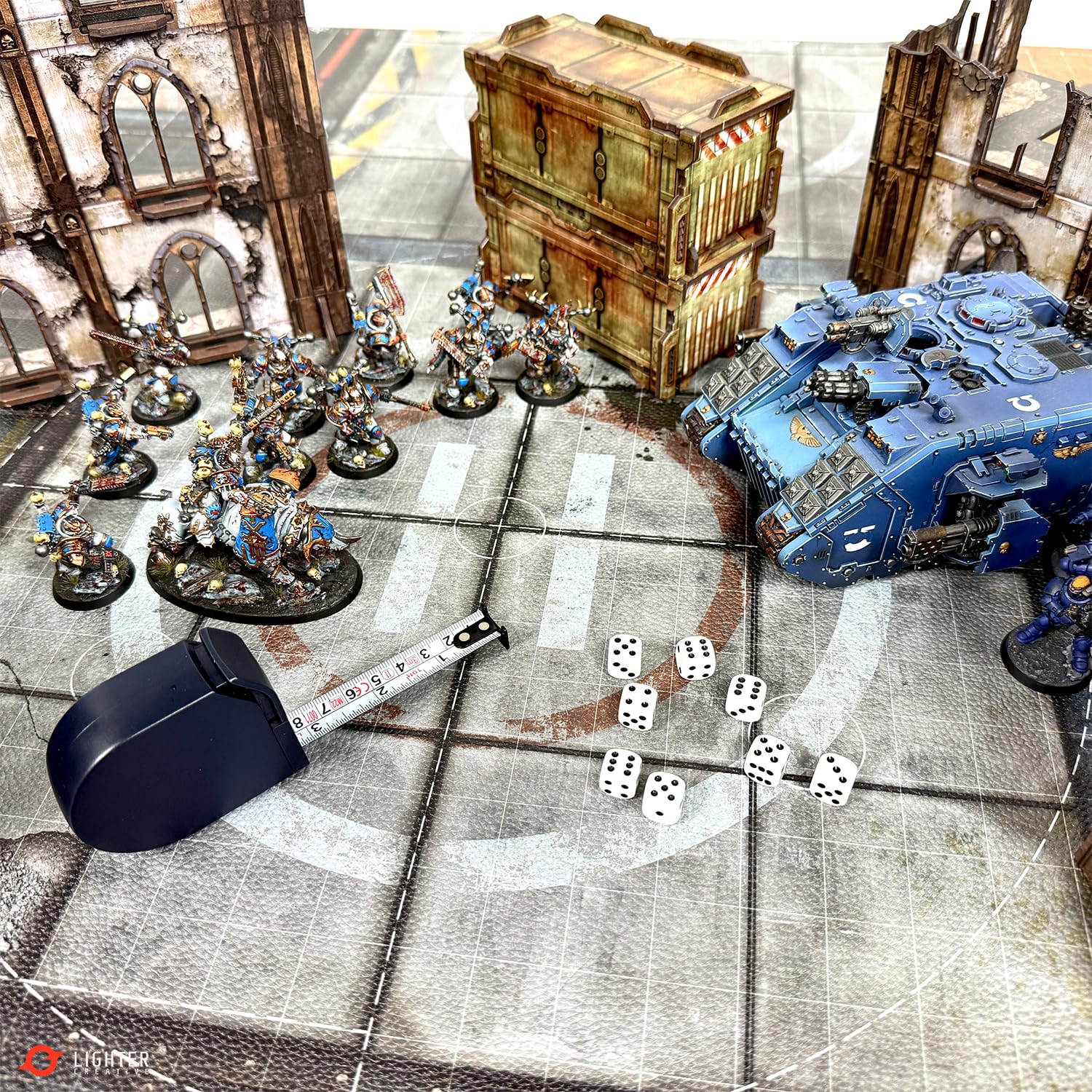 Spielmatte 44 x 60 Matte für WH40K Pariah Nexus, 112 x 152 cm, aus Kunstleder, 1,1 mm Dick (Adamant Bastion: Sector XI)