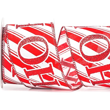 Altier Satin Red Ho Ho Ho Wired Ribbon - 2.5 Inch x...