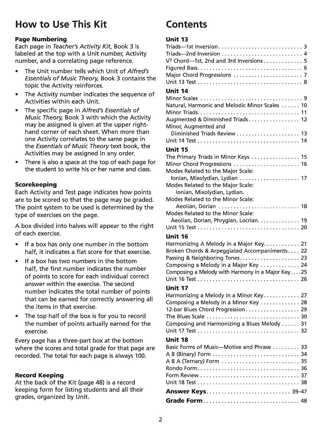 Alfred's Essentials of Music Theory: Teacher's Activity Kit, Book 3