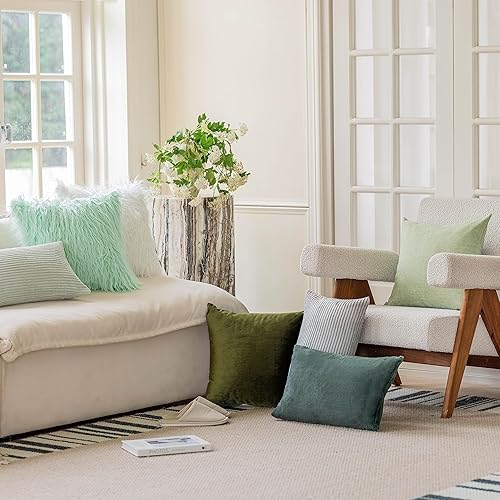 Vista 393 de Home Brilliant - Juego de 2 fundas de almohada de 24 x 24 pulgadas / 61 x 61 cm., de terciopelo de pana a rayas, cojín cuadrado decorativo, funda