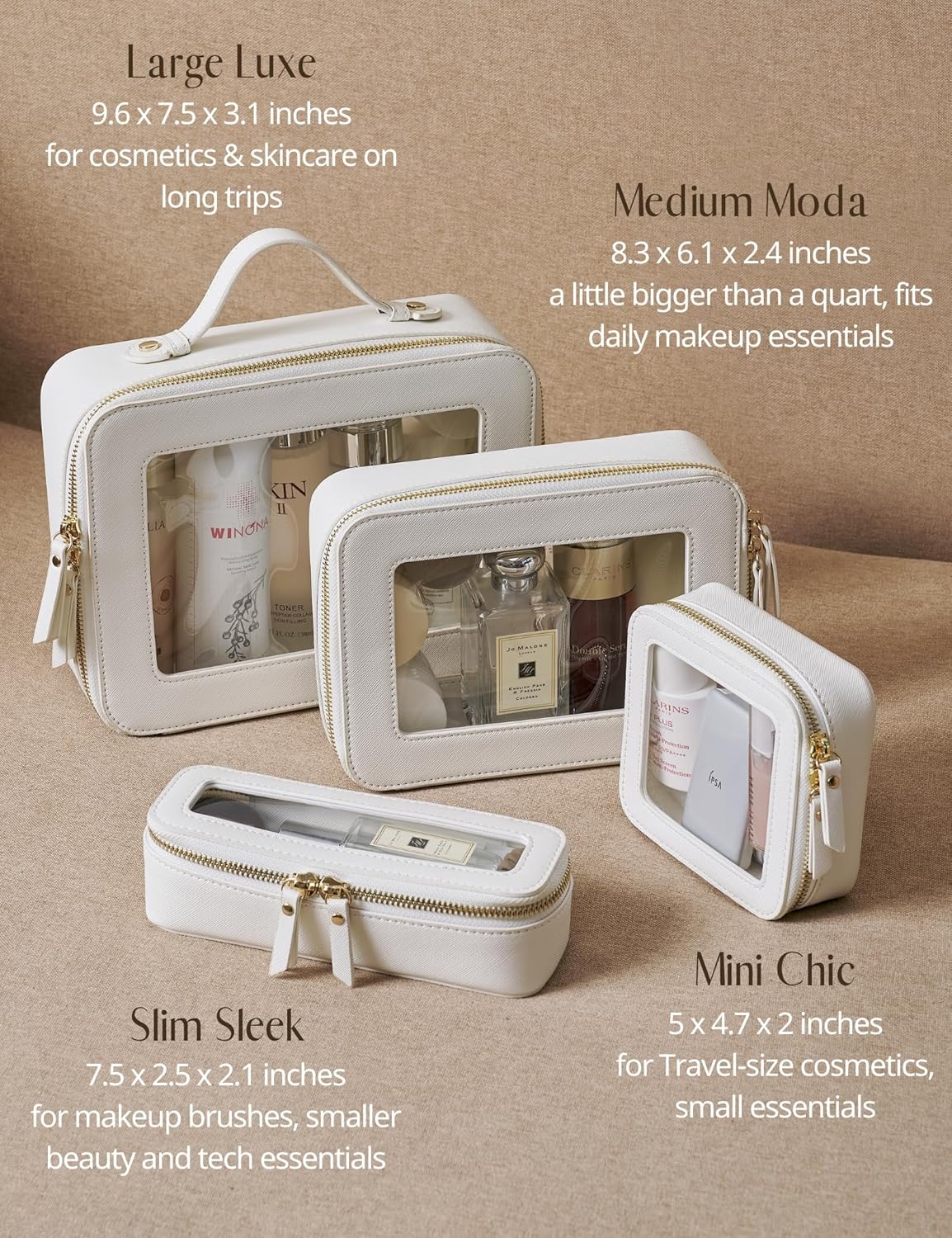 Popvibe Clear Makeup Bag Travel Cosmetic Case Transparent Toiletry Bag with Zipper, Portable Make Up Organizer Traveling Compact Car Bag for Essentials - Image 9