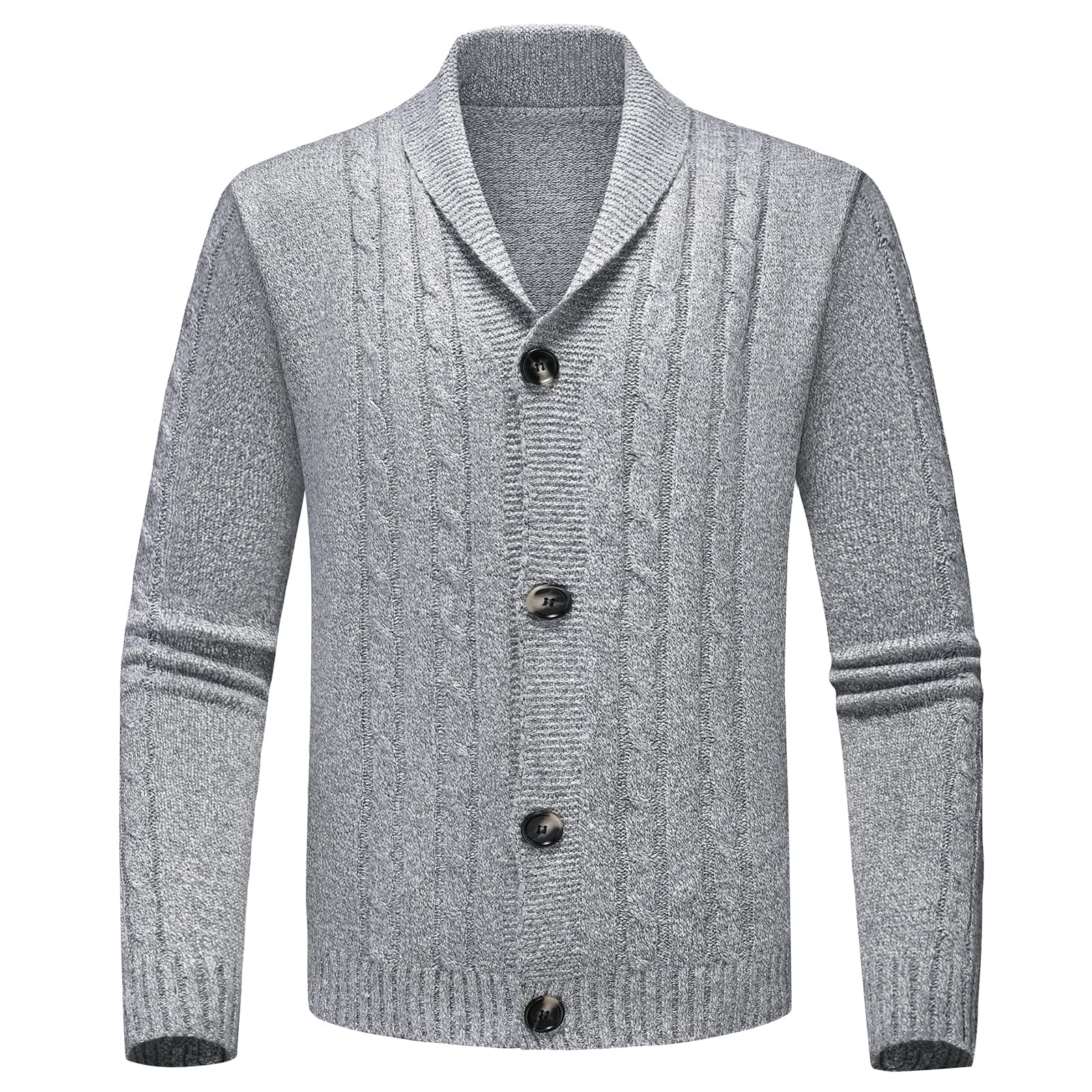 Cardigan Gilet Homme avec Boutons pour Hiver Chaud Col Châle Pull Veste en Maille Chandail Chaud Slim Fit Épais Tricot Polaire