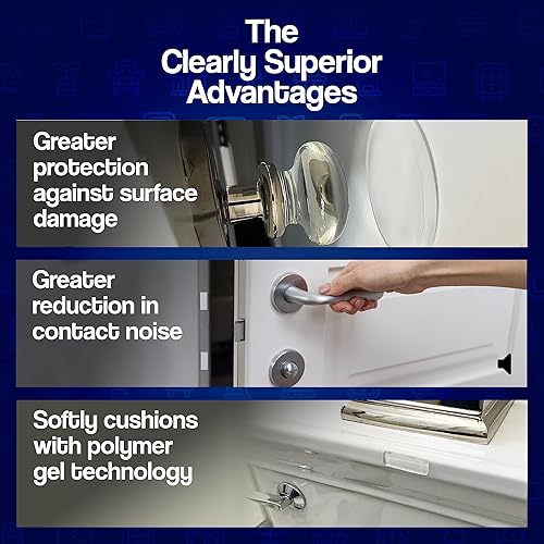 Miniatura 3 de 12-Pack Clearly Superior Topes de Gel. Rectangular Pequeño 1.5" x 0.5". Protege Superficies y Silencia el Contacto. Úselo en Muebles, Puertas,