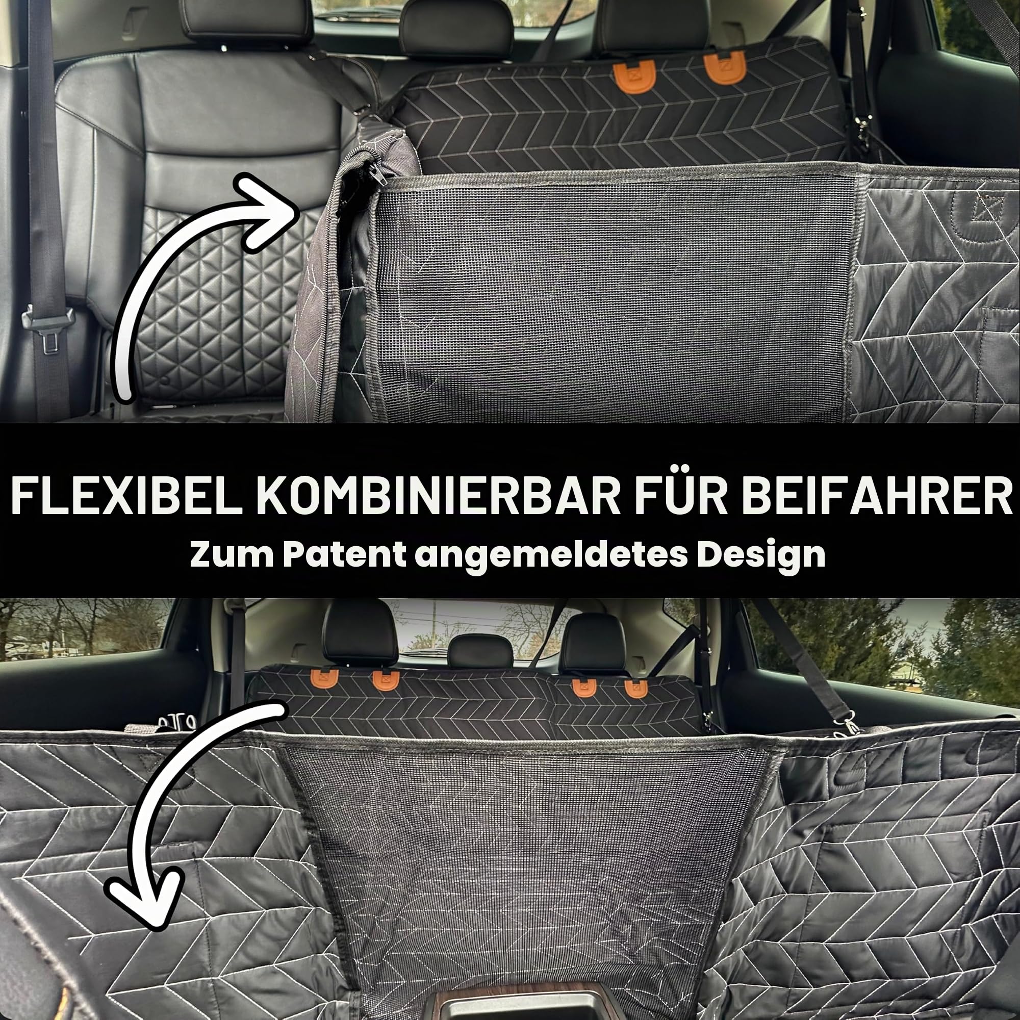Boops & Floofs Umwandelbare Rücksitzverlängerung für Hunde, Auto, Autositz