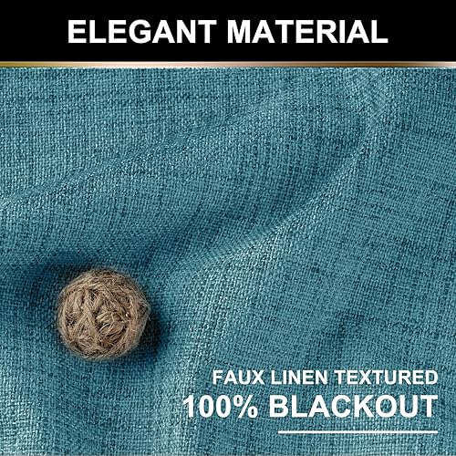 Miniatura 4 de 100% Blackout Shield Cortinas opacas de lino de 84 pulgadas de largo, juego de 2 paneles, anillos de clipcortinas opacas con bolsillo para barra,