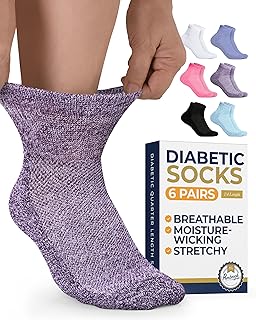 Pembrook Ankle Diabetic Socks for Women & Men | 6 Pairs | Wide Non Binding Socks Quarter Length | Edema Neuropathy Socks OEKO-TEX STANDARD 100