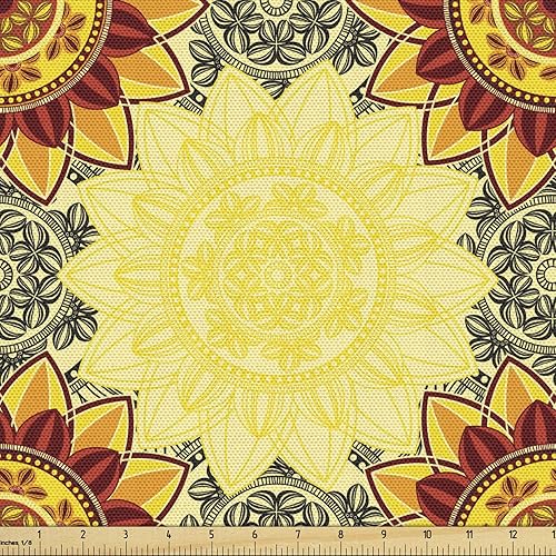 Miniatura 235 de Lunarable - Tela para amantes de perros de The Yard, patrón divertido de animales de dibujos animados en posiciones caprichosas estirando y Beige y