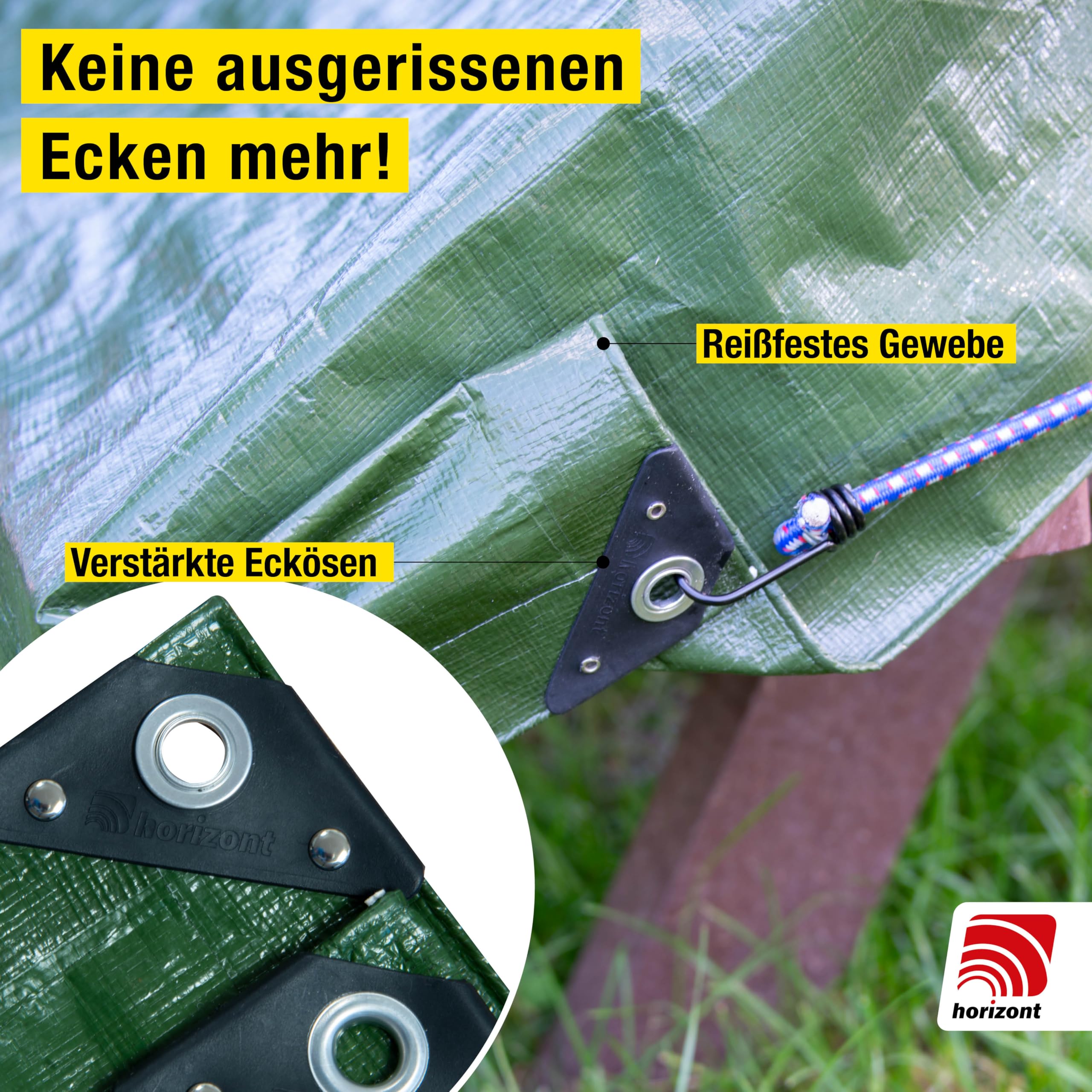 Abio Afdekzeil, 3 x 5 m, groen, 90 g/m², waterdicht zeil met ringen