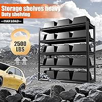 Vista 4 de Estantería de almacenamiento de 36" de ancho, 2500LBS, estanterías de garaje resistentes, estanterías ajustables de 5 niveles, estante