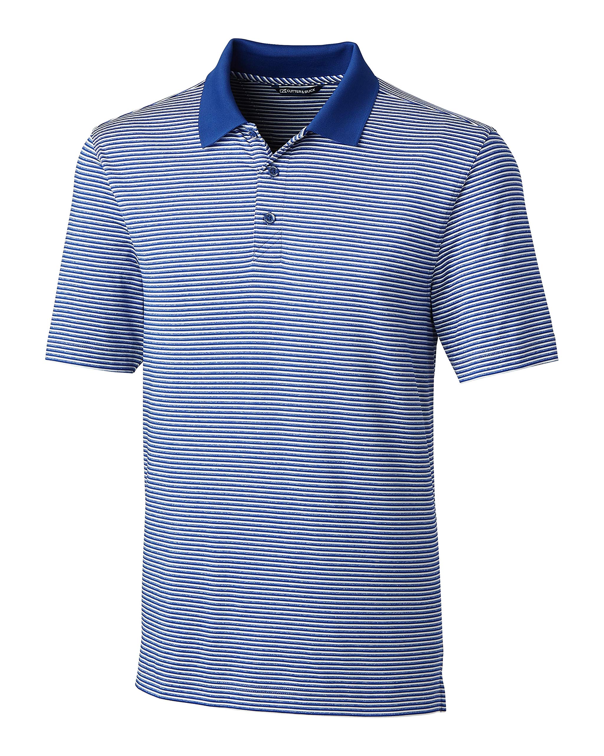 Cutter & Buck Men's Tour Blue Big And Tall Moisture Wicking Drytec Upf 50 Forge Tonal Stripe Polo Shirt, 4XL/Tall