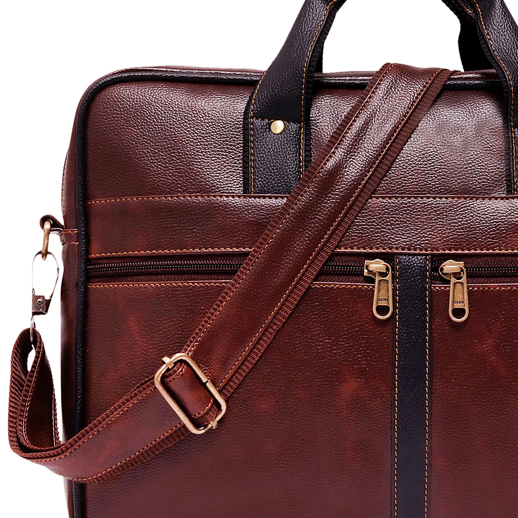 Bagneeds Men's Vegan Leather Durable PU Leather Laptop Messenger Bag Satchel for Men and Women Elegant & Durable budget friendly Brown 2