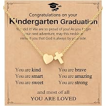 Kindergarten 5th 8th Grade Graduation Gifts for Girls Heart Cross Necklace with Inspirational Card