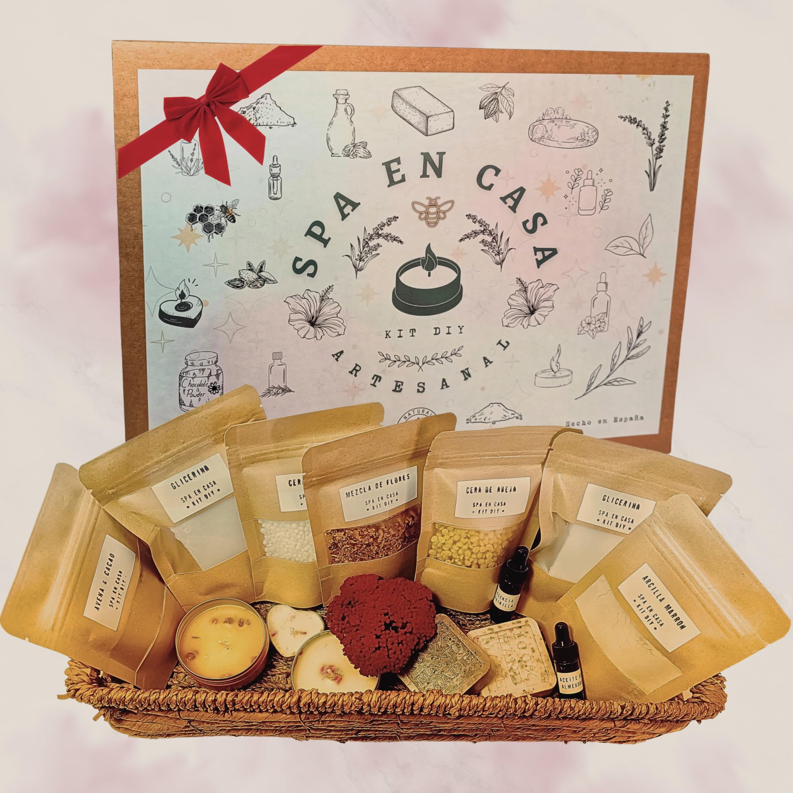 KIT DIY - SPA EN CASA | Fabricación de Velas Aromáticas, Jabones Artesanales y Mascarillas con Ingredientes Naturales desde Casa | Regalo Original para Mujeres | Kit Regalo Cumpeaños | Manualidades