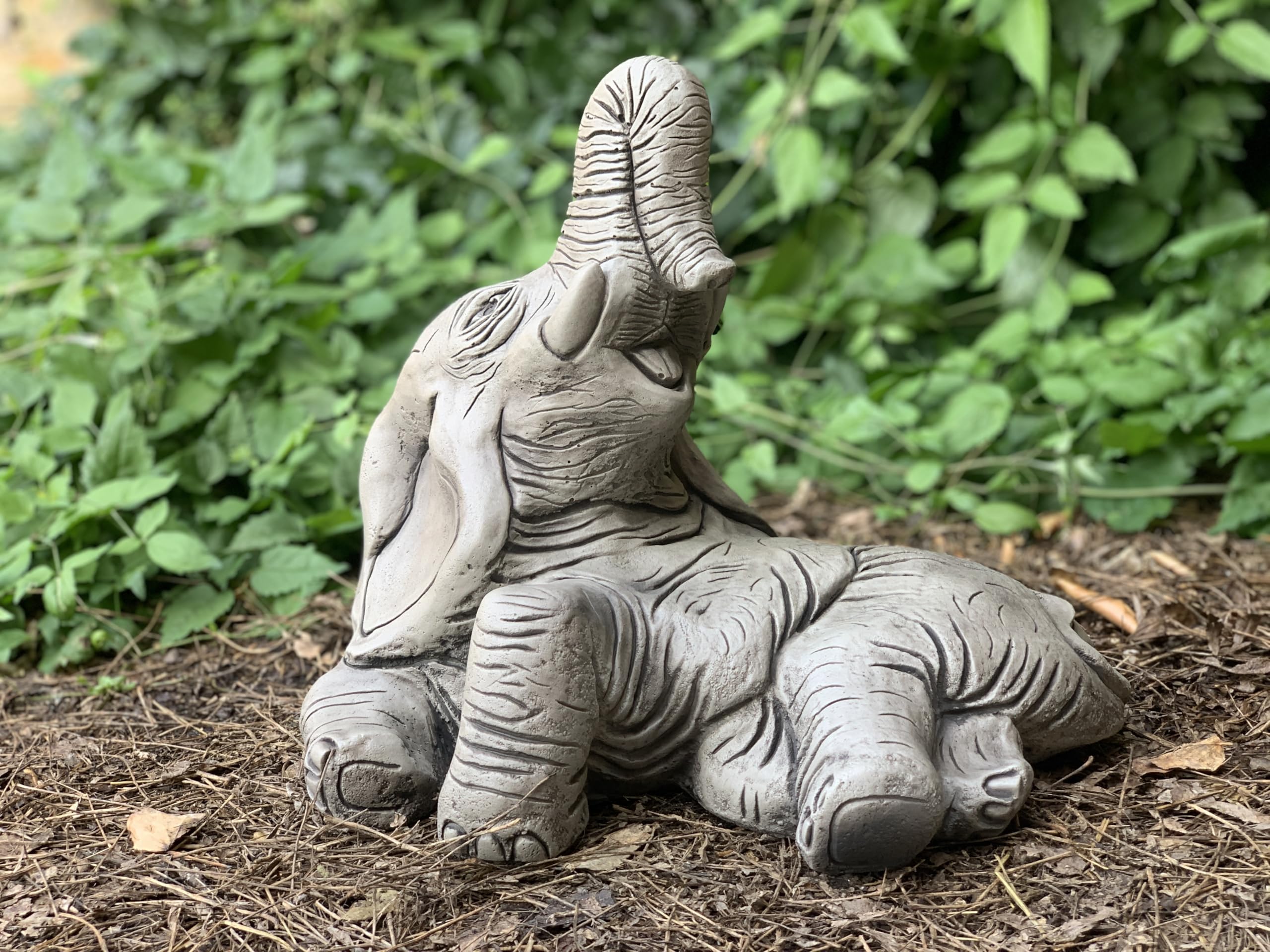 Oloma Grey Stone Stone Elephant Figurine Concrete Animal Decor Cement Garden Statue Outdoor Wild Animal Sculpture Elephant Lover Gift Lawn Ornament Front Door Decoration Handmade Statue