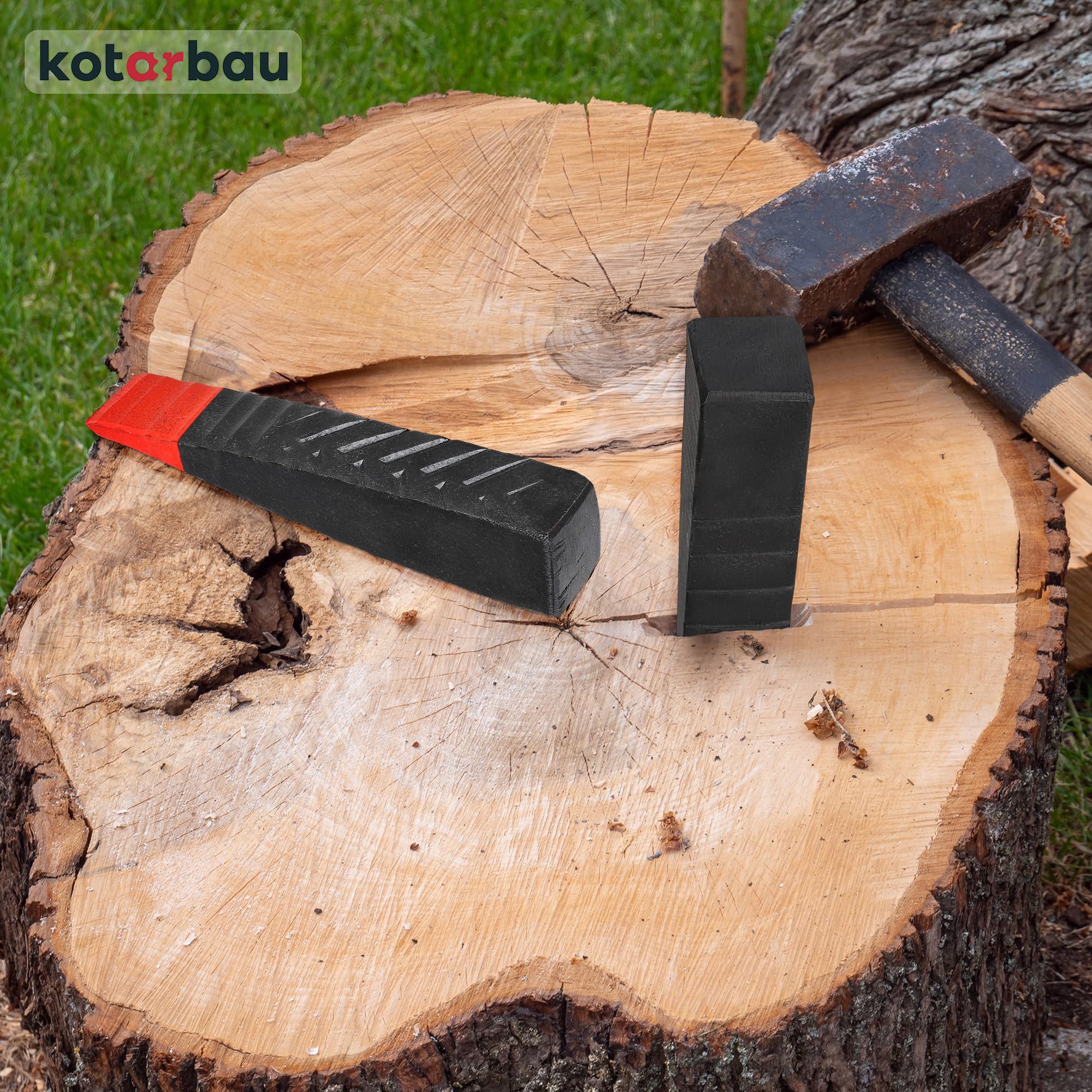 KOTARBAU® Coin de Fendage Forgé en Acier Coin de 235 mm 2,5 kg Grenade de Fendage Fendeur de Bûches Coin d'abattage Coin de Bûche Coin de Levage Coin d'enfoncement pour Abattre et Fendre du Bois