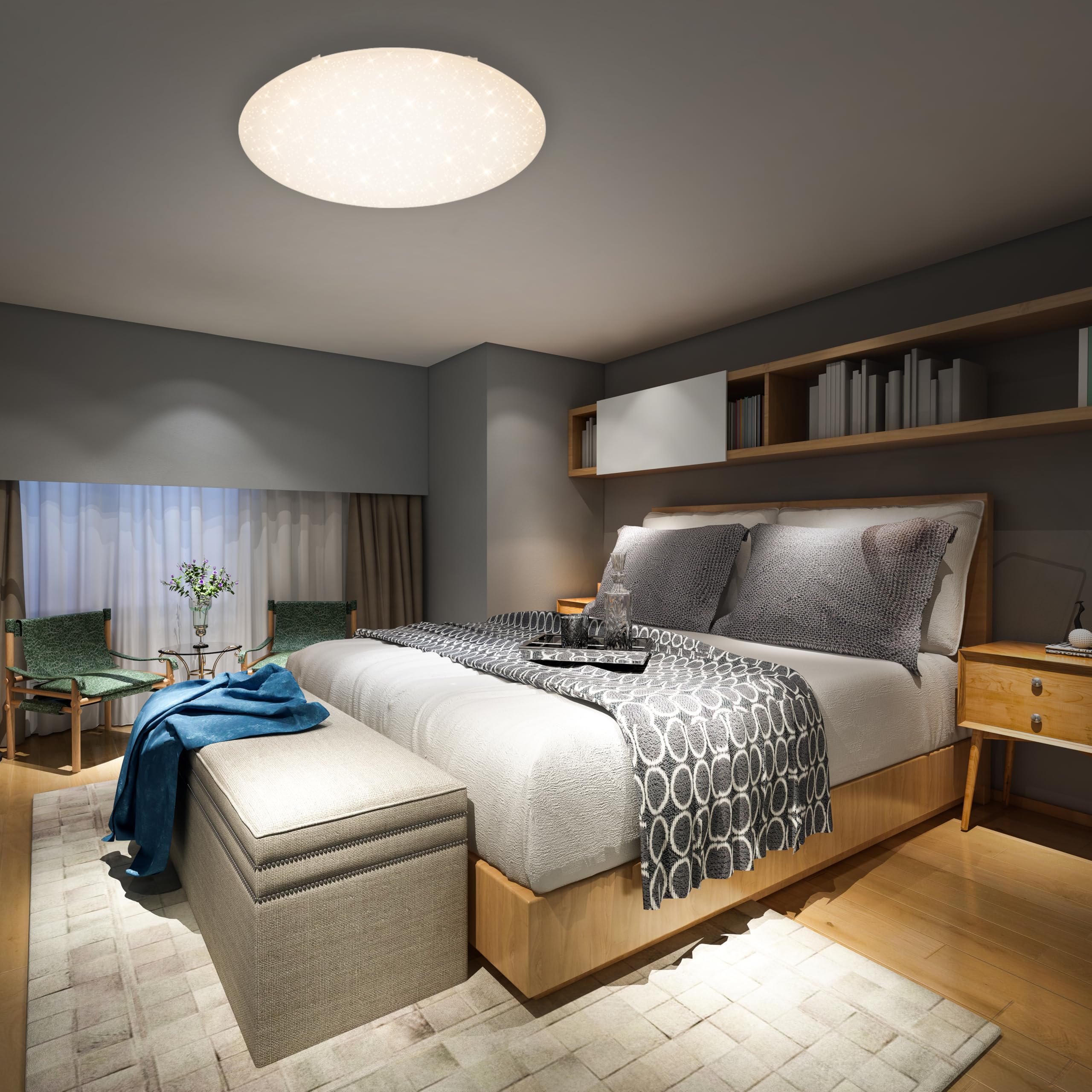 BRILONER - LED Deckenlampe 80cm mit Fernbedienung, dimmbar, Nachtlicht, warmweiß bis kaltweiß, ultra hell 9700 Lumen, 80 Watt, LED Lampe, Deckenleuchte, Wohnzimmerlampe, Küchenlampe, 80x9 cm, Weiß
