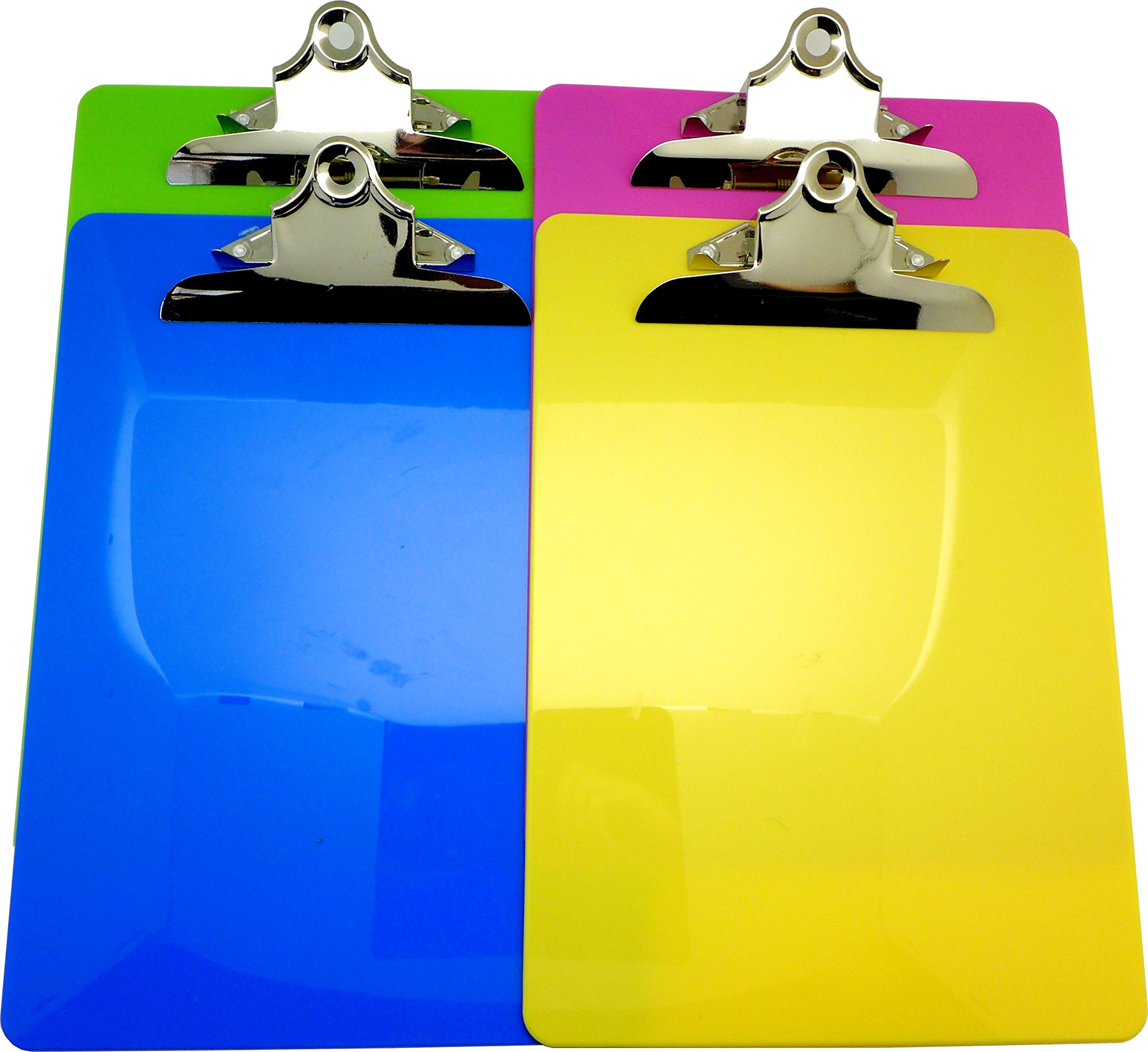 Cypress Lane Letter Size Clipboard Standard Clip 9'' x 12.5'' Plastic, 4 Pack, Yellow/Pink/Blue/Green