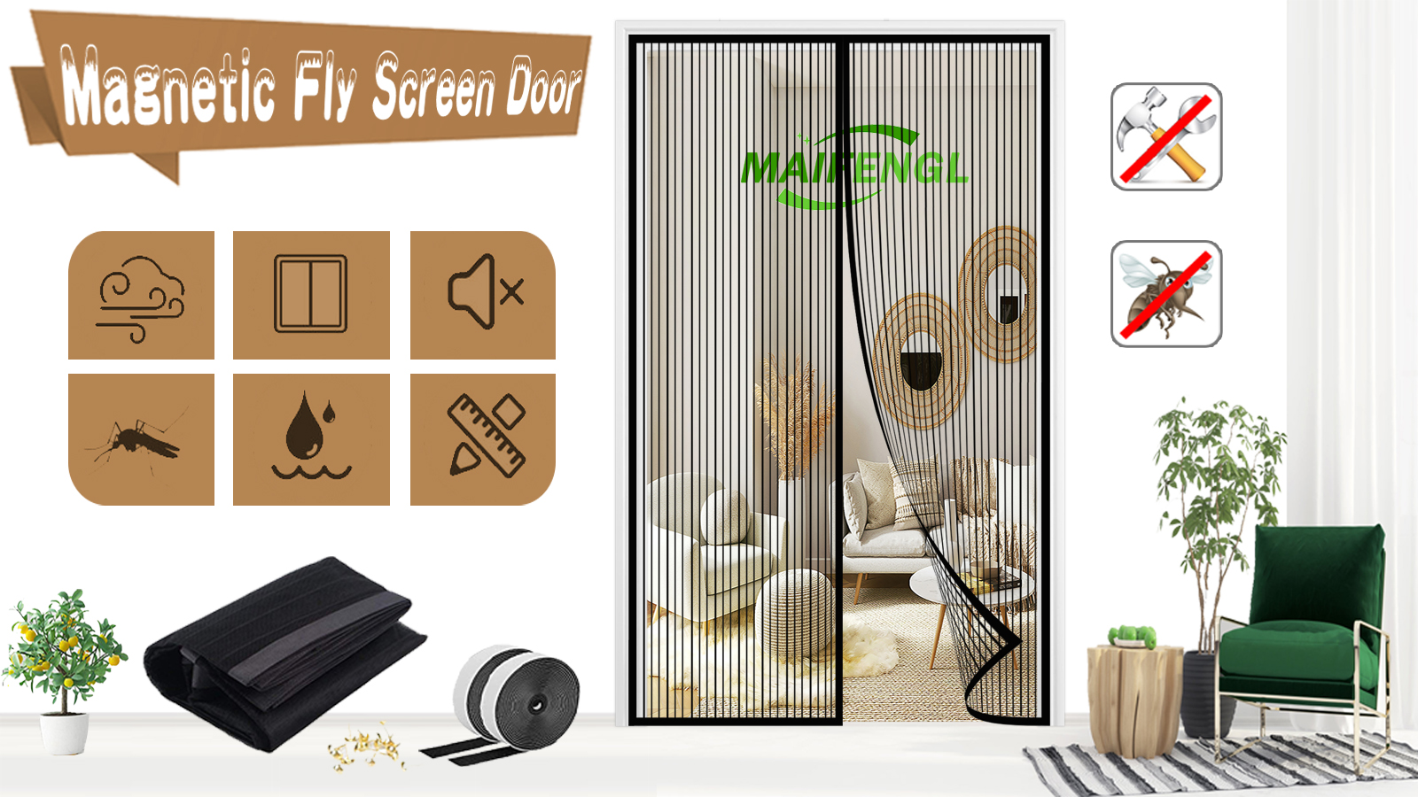 Zanzariera Magnetica Per Porte - Antizanzare Con Chiusura Automatica, Facile Da Montare - Foto 7