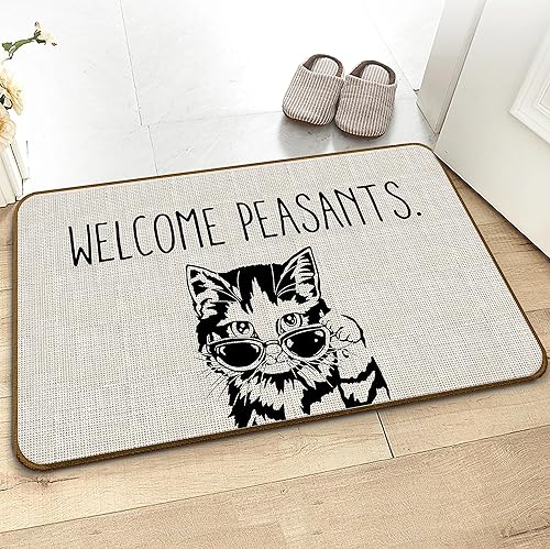 Miniatura 5 de Felpudo para puerta de gato, divertido tapete de bienvenida, antideslizante para interiores y exteriores (17 x 30 pulgadas)