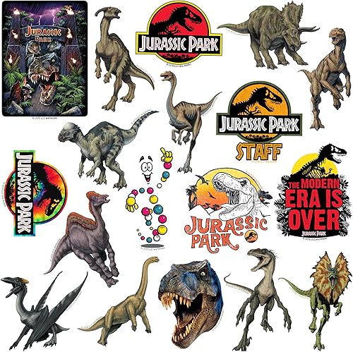 Miniatura 3 de Jurassic Park - Paquete variado de 50 calcomanías de vinilo grandes de lujo, para laptop, botella de agua, álbumes de recortes, tableta, monopatín,