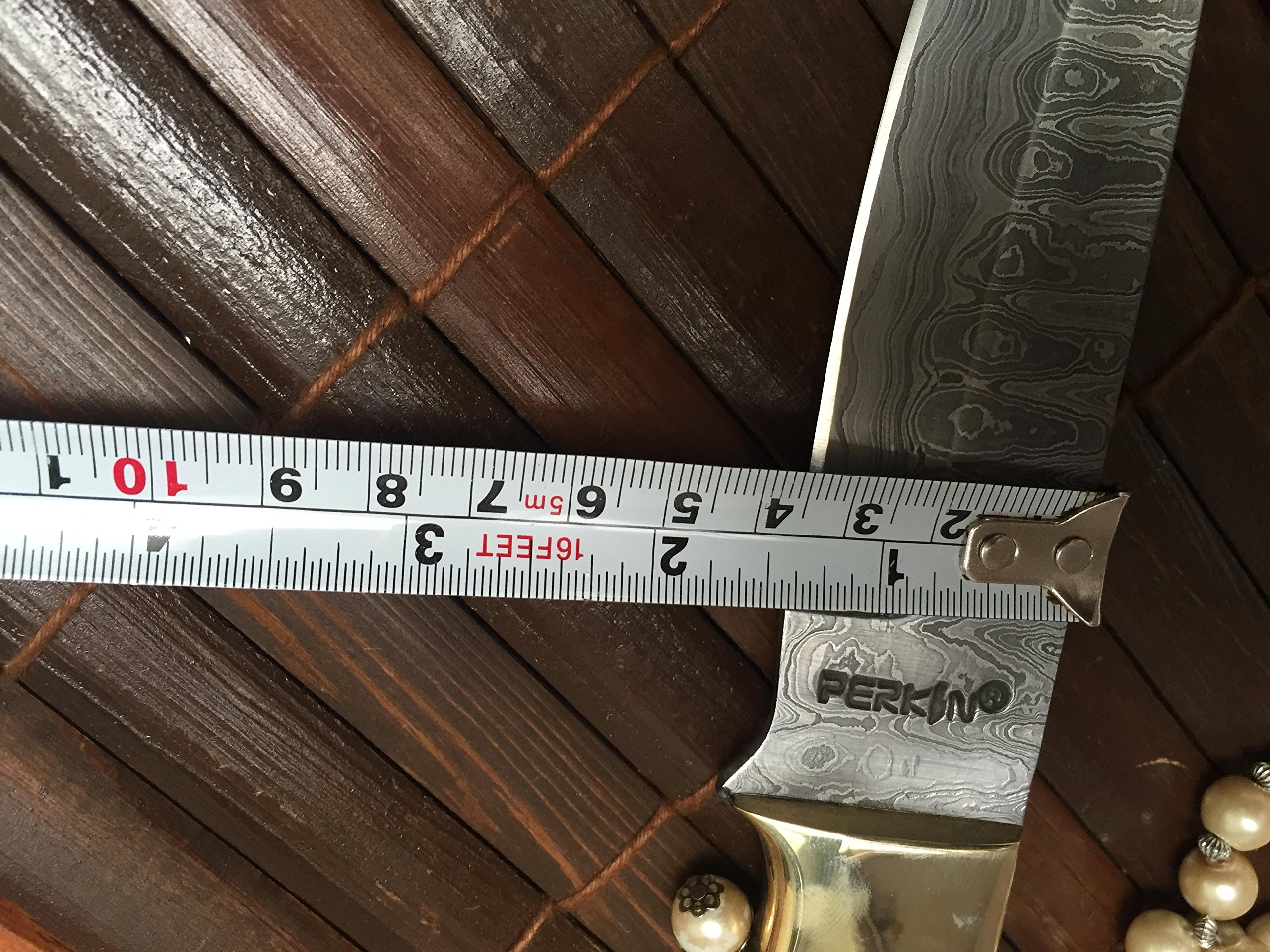 Coltello da caccia in acciaio Damasco con fodero