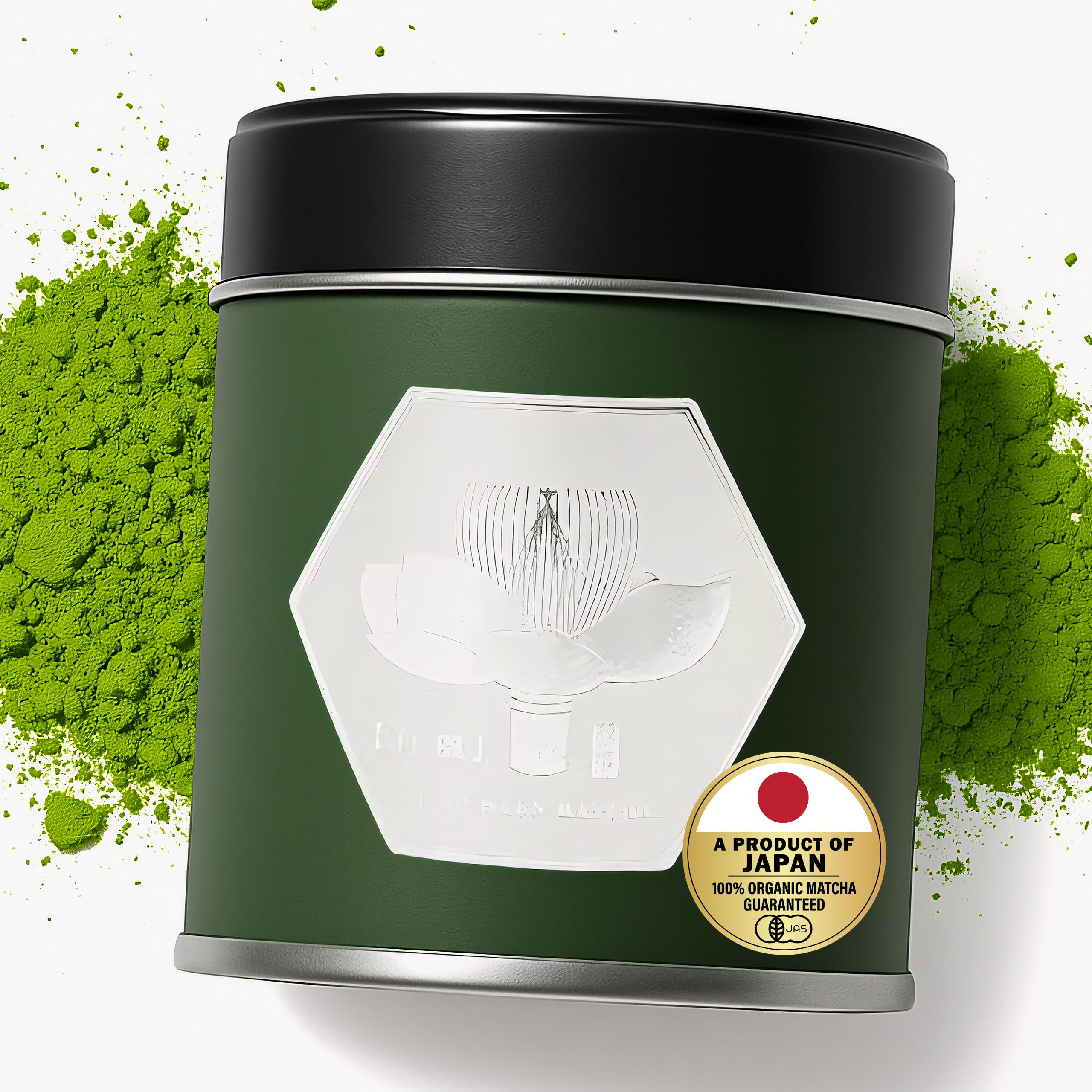 KANEMATSU Ceremonial Grade Matcha Powder 1.76oz Tin, Japanese JAS Certified Organic, Antioxidant Rich with Caffeine & L-Theanine for Focus & Relaxation, Kosher Non-GMO Green Tea (1.76oz)