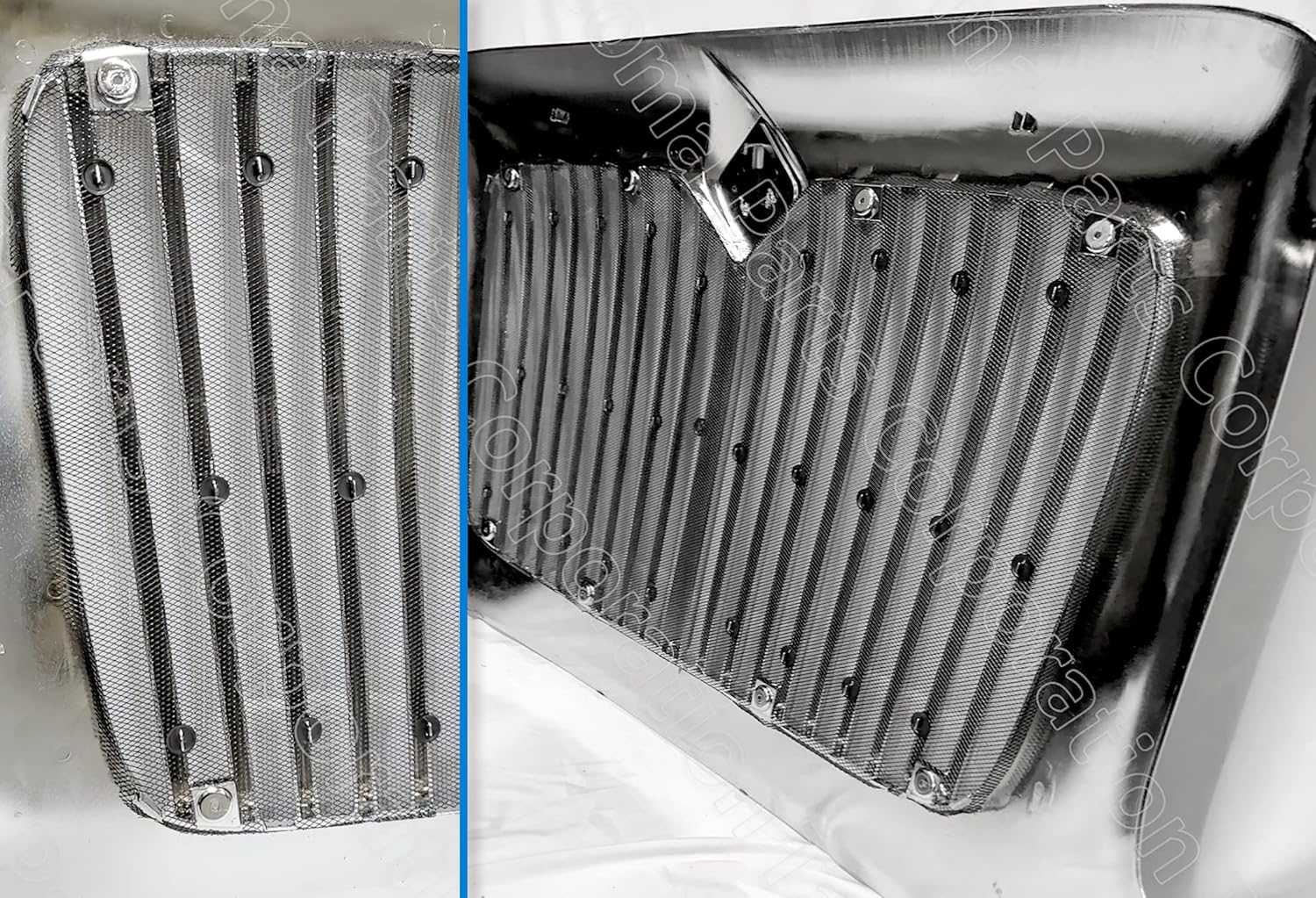 KOZAK Chrome Grille Assembly with Bug Net Screen Compatible with International Transtar 8600 Truck 2005 and newer, PLUS Logo, and Vest
