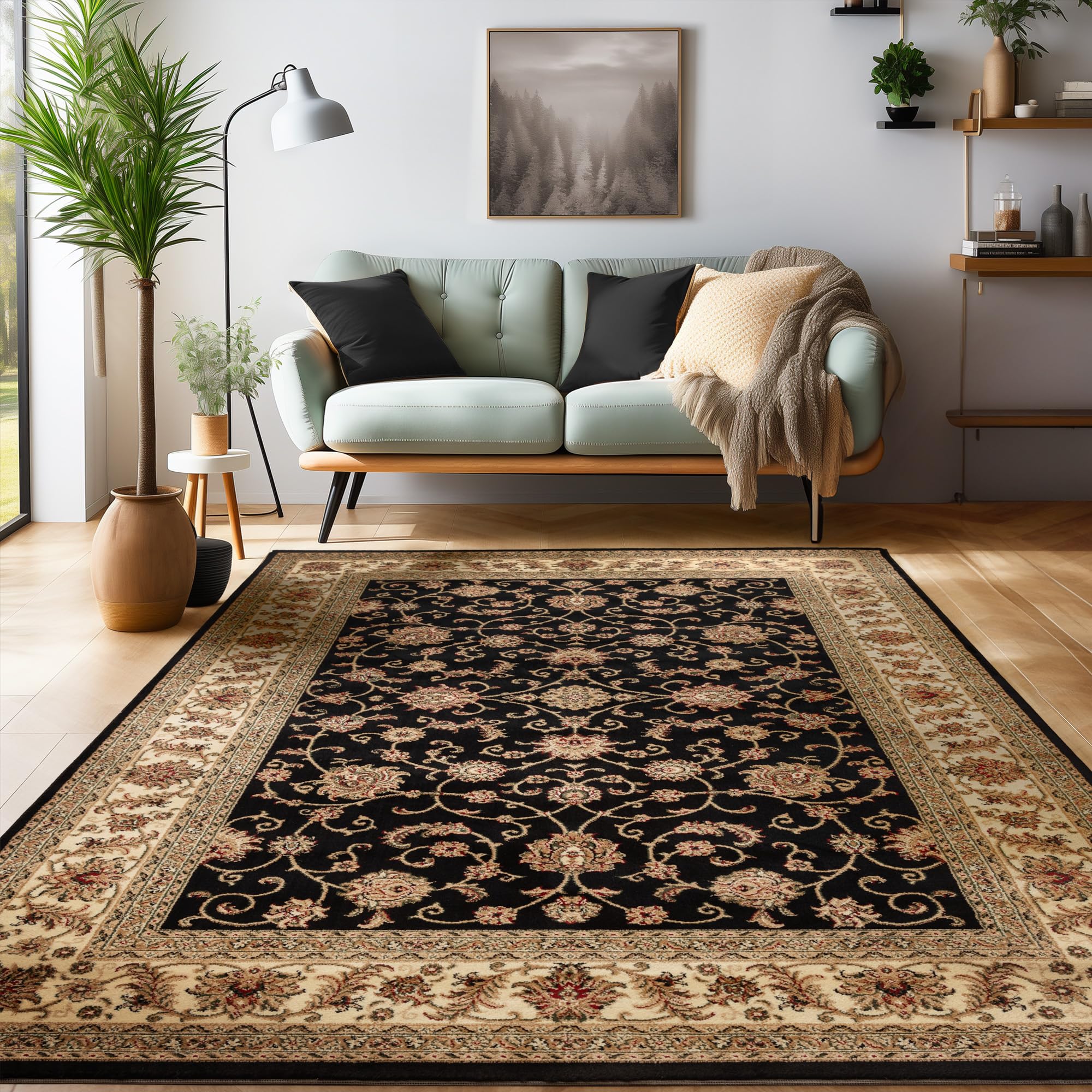 SIMPEX Orientalischer Teppich Wohnzimmer, Schlafzimmer, Esszimmer, Läufer, Flur Boho Teppich Kurzflor Weich 12 mm Carpet Orient - Verschiedene Größen Farbe: Beige