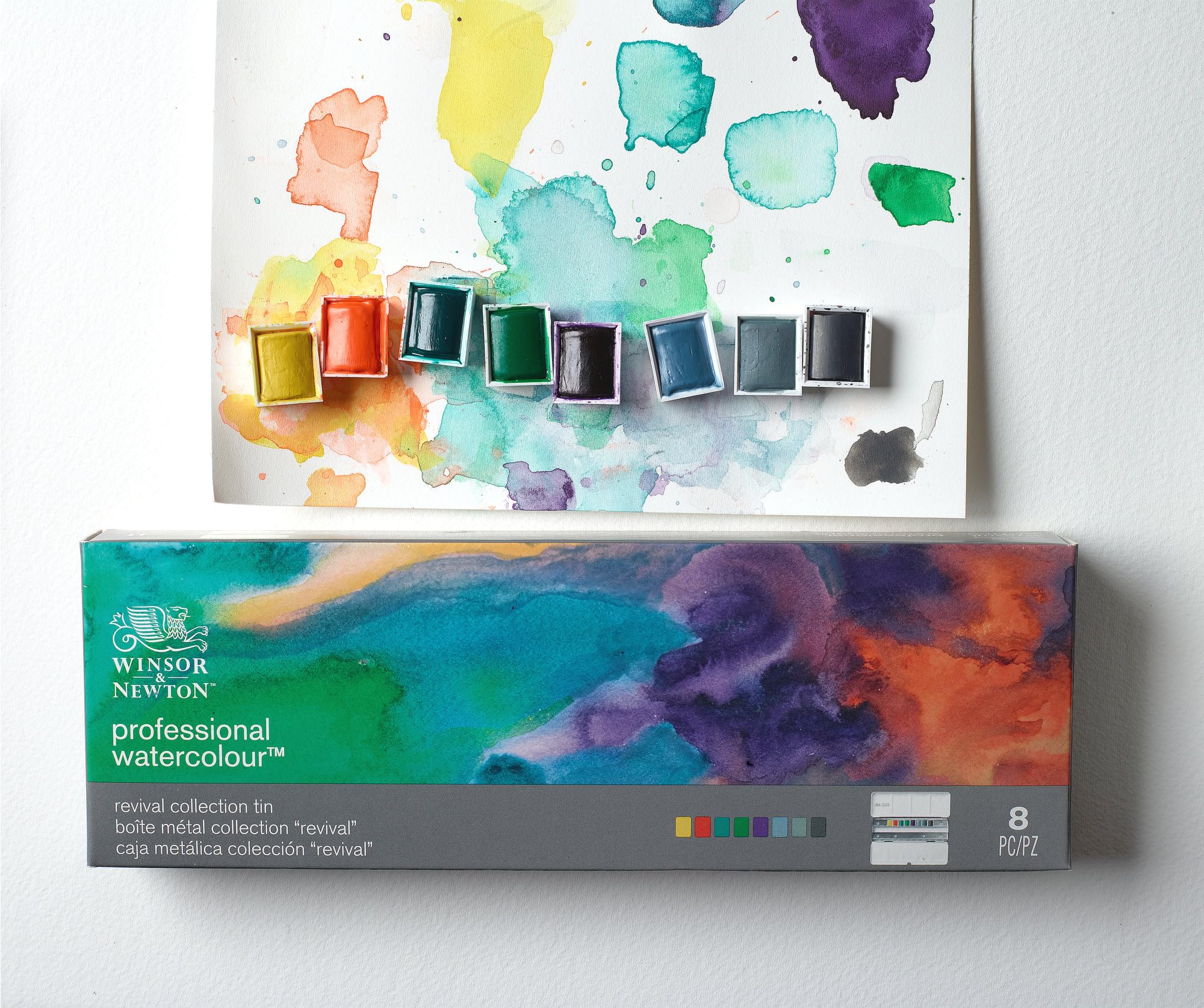 Winsor & Newton 0190824 Professional Watercolour Revival Collection Set - 8 Aquarellfarben in 1/2 Näpfen