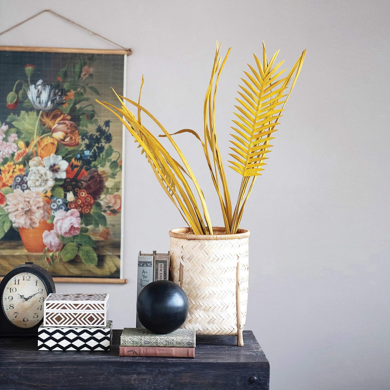 Creative Co-Op Resin & MDF Lid & Pattern Inlay, Brown & Cream Box, Brown : Home & Kitchen