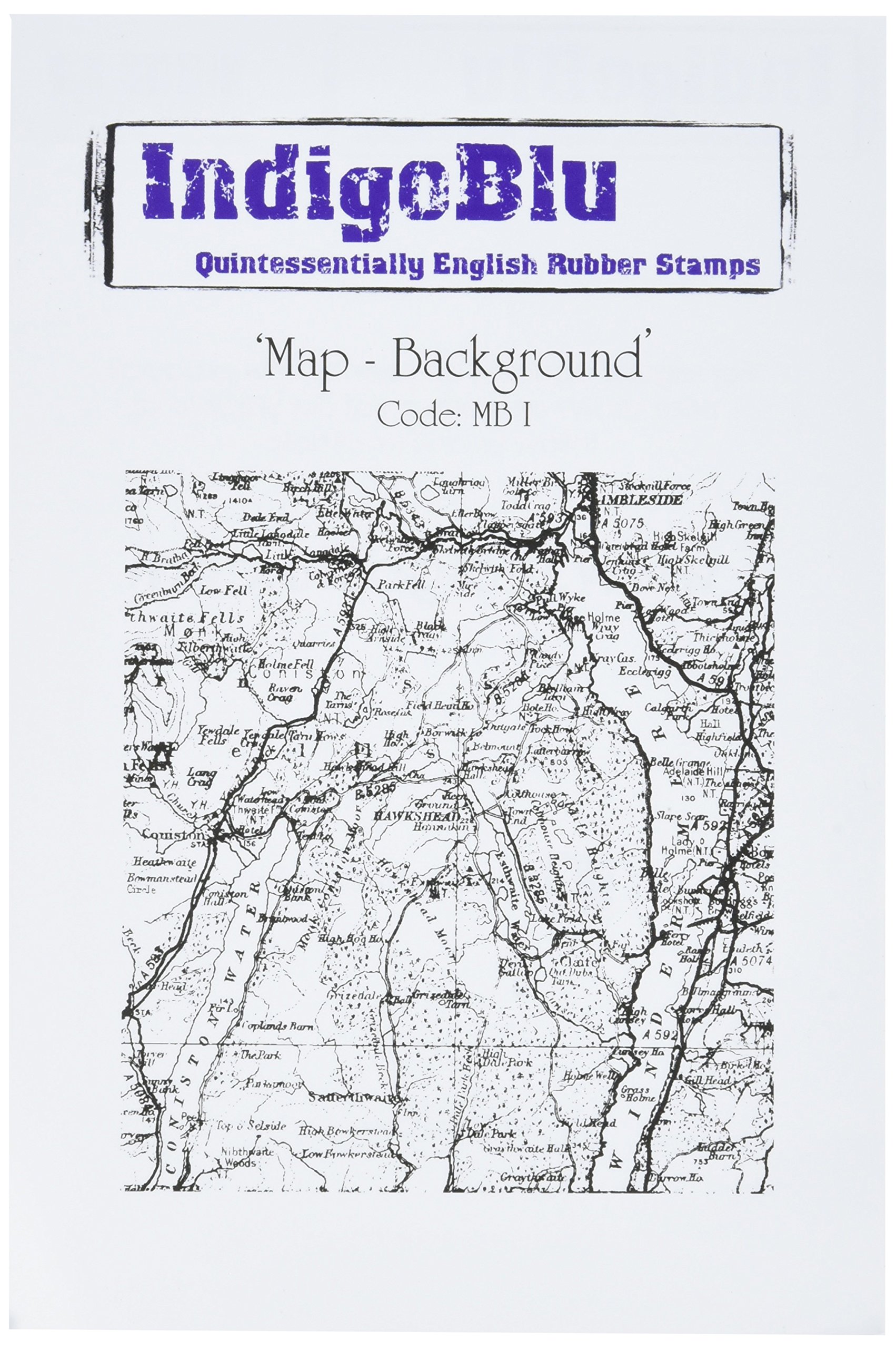 IndigoBluCling Mounted Stamp 5"X4"-Map Background