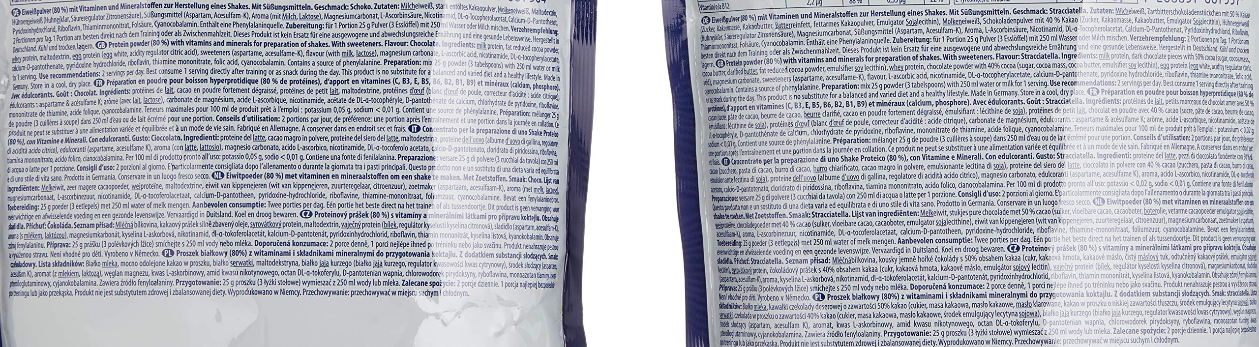 Inkospor Active Proteinshake Pro 80 Beutel 2er Mix Pack (2 x 500 g) Schoko/Stracciatella, 1er Pack (1 x 1 kg)