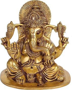 Exotic India Lord Ganesha - Brass Statue - Color Natural Brass Color