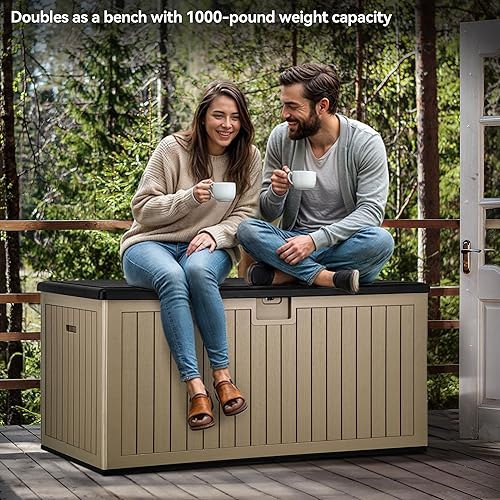 Vista 4 de YITAHOME Caja grande de cubierta de 230 galones con divisor y asas laterales, almacenamiento de doble pared al aire libre para cojines de muebles