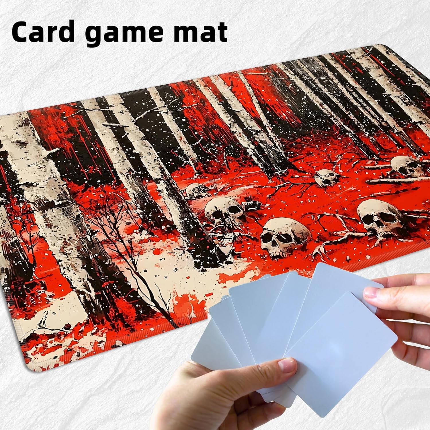 for MTG Playmat with Storage Bags, Card Playmat for TCG Card Playing Game,Rollable & Foldable for PTCG and Board Game Mat for Cards,Non-Slip Skulls Desk Mat for Home Office