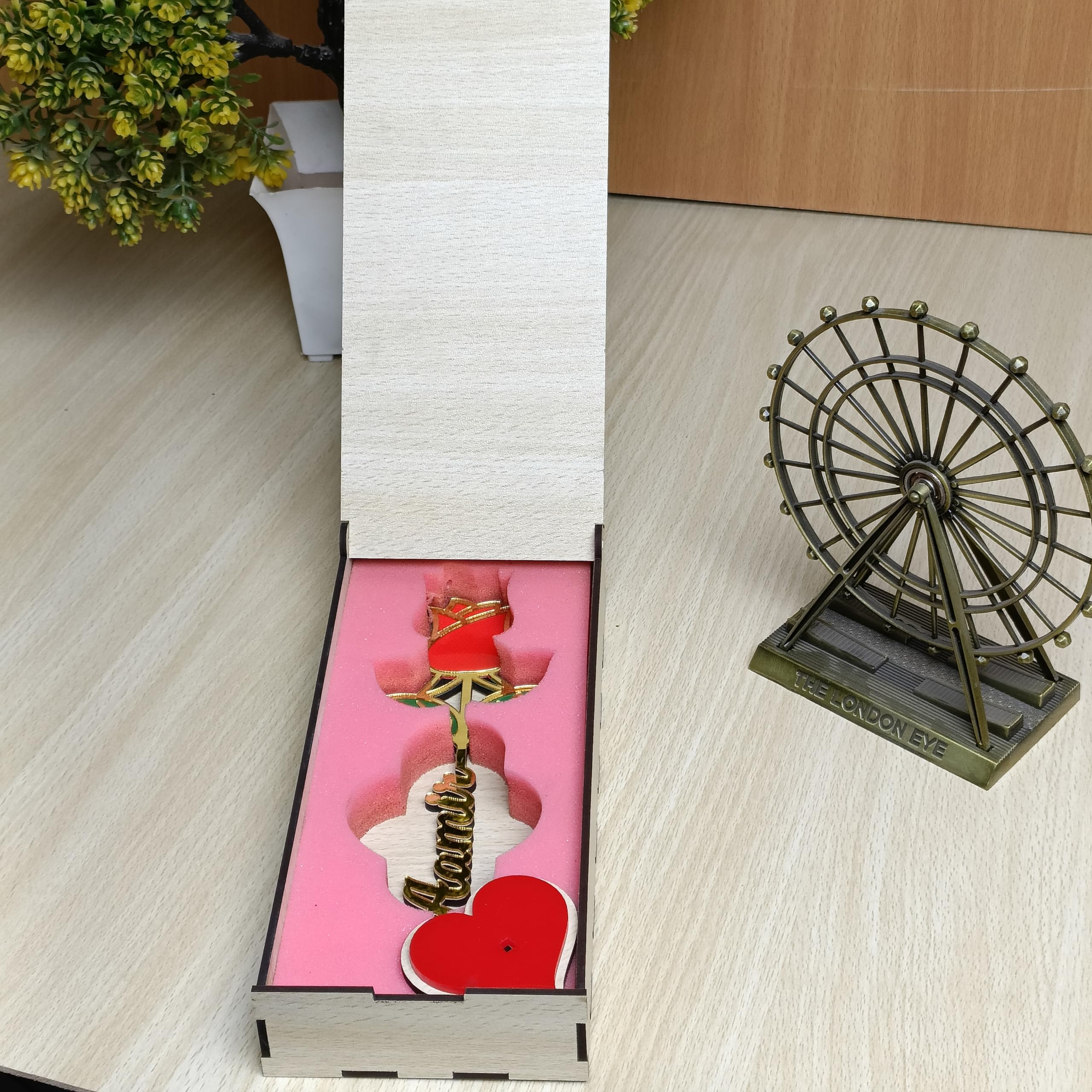 WEHATKE Personalized Rose Name Stand | Custom Name Flower Showpiece | Romantic Birthday, Anniversary Valentine's Day Gift for Boyfriend, Girlfriend or Wife Customized for Her or him 2