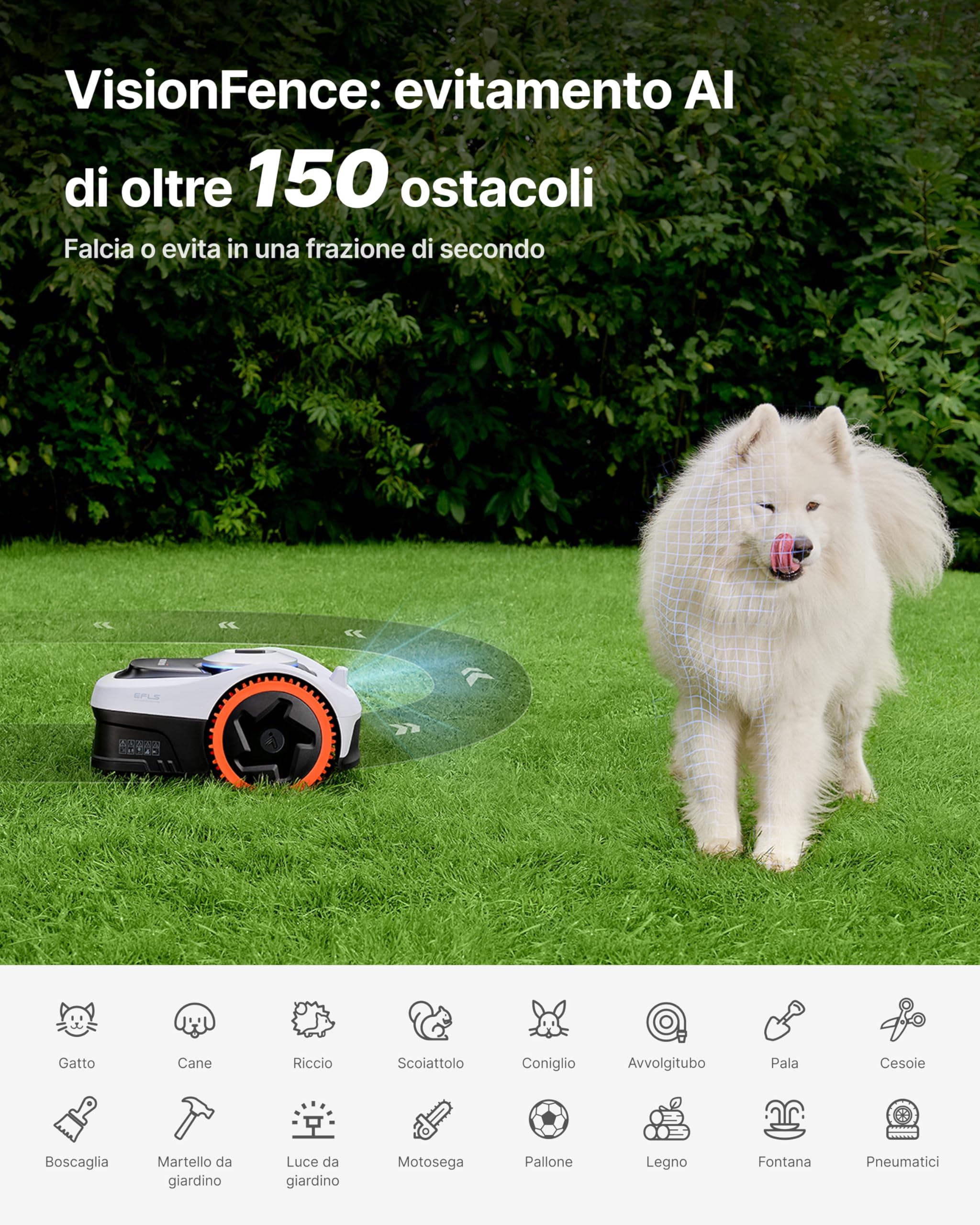 Segway Navimow i205 AWD Robot Tagliaerba Senza Filo Perimetrale - Kit con Garage S, Trazione Integrale per Pendii del 45%, EFLS NRTK + Visione, Non è Necessaria un'antenna RTK (Spedito separatamente)