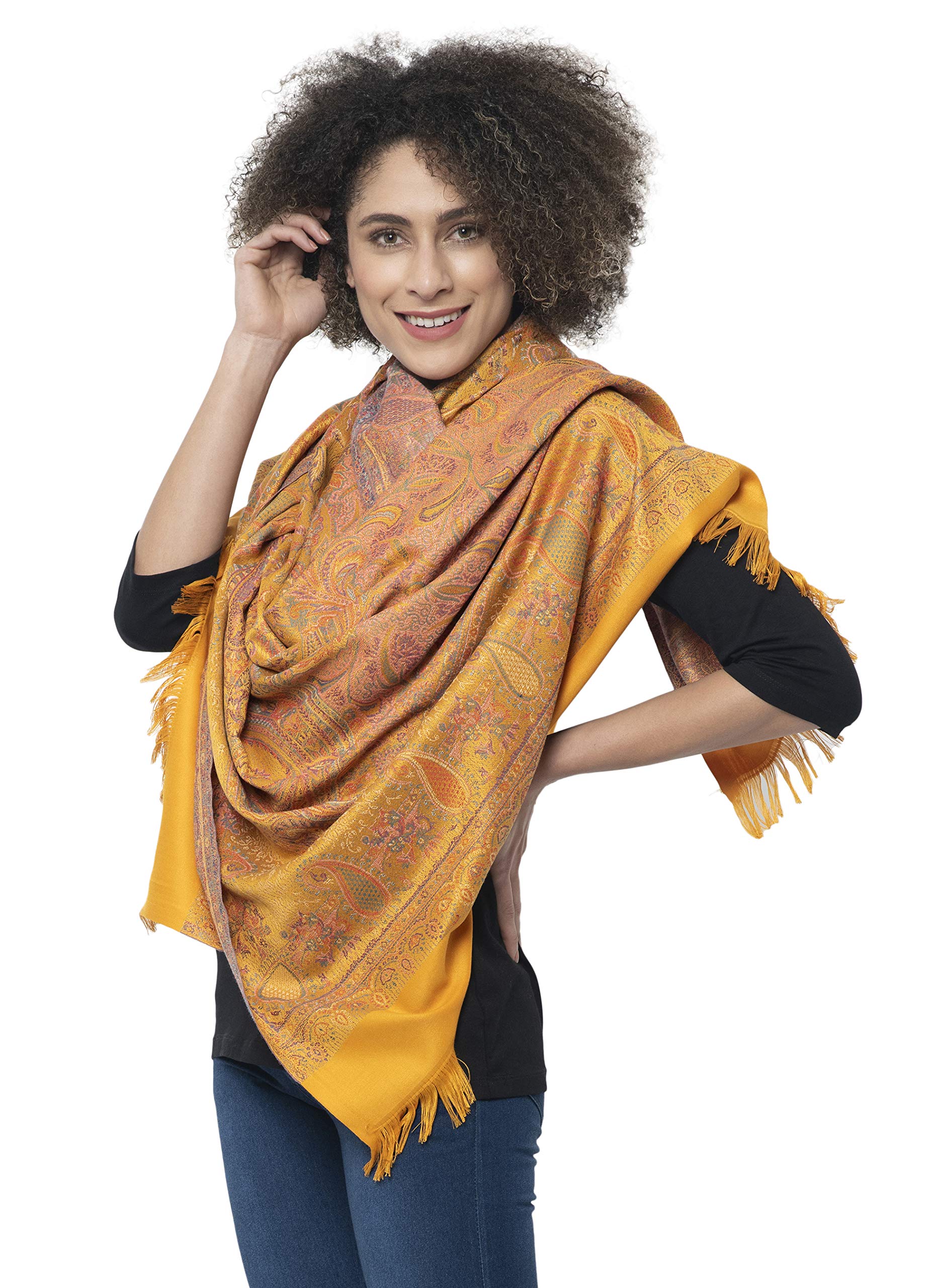 Weavers VillaWomen's Faux Pashmina Silk Paisley Design Shawls, Stoles