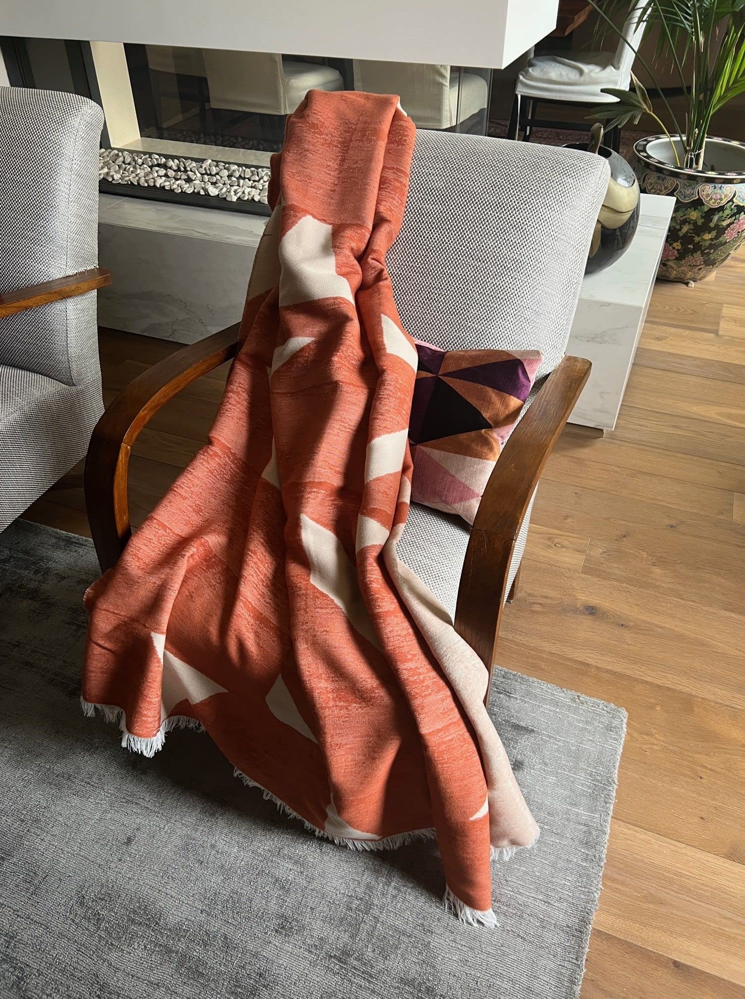 Somma Plaid Yoko Cotone 140x200 con Frange Tramonto Arancione